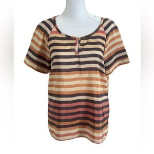 M&Co Striped Short Sleeve Blouse